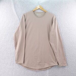 BYLT‎ Drop Cut Long Sleeve Lux Mens Size M T-Shirt Beige Performance Stretch